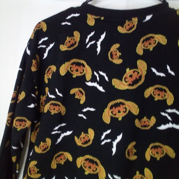 Disney Stitch Sweatshirt Juniors XS Long Sleeve Halloween Pumpkin Black Orange - Picture 13 of 15